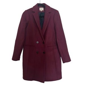 Sezane Burgundy Double-Breasted Coat